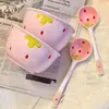 Tazón de cerámica rosa, lindo, estilo girly, con forma de baya, para una sola porción, con asa, color bajo vidriado, alto valor estético, juego de vajilla para uso doméstico