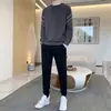 Conjunto Esportivo Masculino 2025 Outono Novo Simples Moda Tendência Moletom Calça Casual Inverno Espessado Conjunto de Duas Peças