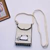 Bolso para teléfono móvil de estilo coreano con diseño de panda pequeño, bandolera de punto, bolso de mano con solapa, bolso informal para salir