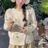 Estilo Girly Coreano Jacquard Florido Suave Tejido de Punto para Mujer Otoño e Invierno Nuevo Holgado Perezoso de Gama Alta Chaqueta de Punto