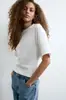 Camiseta de Manga Corta de Algodón Puro, Estilo Europeo y Americano, Diseño Ceñidor de Cintura, Popular de Venta Caliente Transfronteriza para Mujer, Top Holgado Versátil de Verano con Cuello Redondo