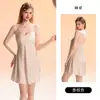 Conjunto de Hogar de Satén Sexy Dz con Copas, Camisola de Noche Dulce con Volantes y Espalda Descubierta, y Bata 7125