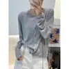 Cardigã Tricotado de Linho de Bambu Manga Longa Feminino Fino 2025 Novo Verão Versátil de Alta Qualidade Blusa Camisa de Proteção Solar