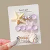 Presilha de Cabelo Infantil Flor Estrela do Mar Tema Oceano para Meninas, Grampo Pinça para Franja Lateral com Atmosfera de Fada Costeira para Fotos