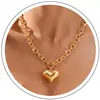 Collar con Colgante de Hebilla Ot Nuevo Estilo Transfronterizo Europeo y Americano Corazón Dorado en Forma de Corazón Cadena para Clavícula de Cobre Moda Exquisita Corazón de Amor Joyería para Mujer