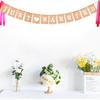 Suministros de decoración para fiestas de bodas directos de fábrica, bandera de arpillera vintage, bandera cuadrada RECIÉN CASADOS