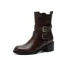 Botas Martin de mujer estilo coreano y británico, otoño e invierno, tacón grueso de 5 cm, modelo nuevo con hebilla de cinturón, botines de suela gruesa, botas de motociclista