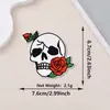 Patches bordados estilo punk de venda quente transfronteiriços com flores vintage, caveiras e laços, apliques decorativos para roupas com adesivo termocolante