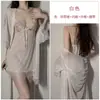 Conjunto de Pijama Sexy de Renda com Suspensório Duas Peças Manga Longa Uniforme Sexy Puro Desejo Conjunto Atacado 1442