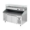 Mesa de Operaciones Comercial, Mostrador de Pizza de Mármol, Vitrina, Refrigerador de Ensalada de Frutas Enfriado por Aire, Gabinete para Conservación de Frescura
