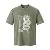 Camiseta de Manga Corta Lavada con Efecto Desgastado Estilo Retro Americano Nuevo de Verano 230g Ropa Casual para Pareja Juvenil Cuello Redondo Lista para la Venta