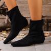 Botines Delgados de Punta Plana Moda Botines de Tobillo Mujer Gamuza Elástica Botas Color Nude Moda Nuevo Estilo Aumento Interno de Altura Otoño 2025