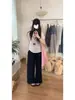 2026 Nuevo Estilo Japonés Lindo Dulce Estampado de Gato KT Camiseta de Manga Corta para Mujer Verano Holgada Versátil Cuello Redondo Top Moderno