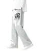 Pantalones rectos casuales versátiles estampados divertidos para estudiantes y jóvenes de primavera y otoño, pantalones anchos holgados y fluidos, pantalones deportivos
