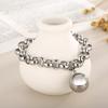 Rueda de Cartas Moda Femenina Tendencia Exagerada Acero Inoxidable Cadena de Perlas Bola Redonda Grande Necesario Joyería Femenina Tres Piezas