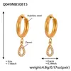 Rueda de la Fortuna Pendientes de Aro Doble Estilo Chino Nuevo Incrustados con Circonita Pendientes de Acero Inoxidable Chapados en Oro Real de 18K Pendientes Simples y Versátiles