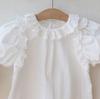 Ropa de Verano Estilo Coreano Ins Personalizada para Bebés y Niños Pequeños, Tops de Encaje con Mangas Abullonadas, Niñas Bebé a la Moda y Tendencia, Versátil y Sencillo