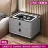 Mesita de noche inteligente recargable multifuncional de madera maciza con gabinete de almacenamiento, diseño simple y moderno, con cerradura, luz, gabinete para dormitorio del hogar