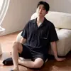 Pijama de modal para hombre de verano, manga corta, nuevo modelo 2026, conjunto casual y cómodo de cárdigan para casa, se puede usar afuera