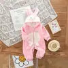 Casaco Infantil de Outono Macacão Estiloso para Bebê com Capuz Mais Veludo Com Chapéu Zíper Macacãozinho