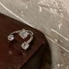 Anel de pérola de estilo frio personalizado gota de água zircão flash anel de diamante nicho senso de design Acessórios de anel de dedo indicador aberto