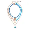 Conjunto de Tres Piezas de Collares Retro Europeos y Americanos con Cuentas de Arroz, Conchas y Tortugas, Collares de Moda de Gama Alta de Nicho Estilo Festivo para Mujeres