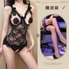 Lingerie Sexy com Costas Abertas, Aro, Fundo Aberto, Não Precisa Tirar, Renda de Tela Transparente, Pijama Uniforme Quente e Sexy, Deku Water