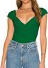 Comercio Exterior Amazon Ropa Y2K Ropa Transfronteriza para Mujer Top Tubo Sexy de Cuello en V Escotado Camiseta Lisa de Manga Corta Ajustada