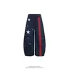 Calça Wide Leg Versátil Retro com Padrão de Estrelas, Listrada, Caimento Solto, Tingida no Fio para Mulheres, Calça de Secagem Rápida Estilo Americano Color-Blocking