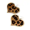 Moda Femenina Retro de Moda Chica Popular Estampado de Leopardo Otoño e Invierno Personalizados Corazón de Melocotón Versátiles Pendientes