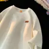Camiseta de manga corta con textura jacquard para hombre, cuello redondo, nueva colección verano 2026, marca de tendencia estilo americano, corte holgado, peso pesado, manga corta para hombre