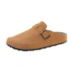 Pantuflas Cerradas Populares de Suela Gruesa Estilo Birkenstock para Mujer, Nuevas Pantuflas Planas de Media Caña Retro para Ponerse Fácilmente, 2026