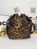 Grande capacidade casual simples estilo coreano casual moda leopardo estampa distintivo moda feminina corrente crossbody balde bolsa de ombro