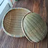 Cesta Redonda de Bambú Grueso Tejida a Mano con Drenaje, Recogedor de Bambú Tejido a Mano, Cesta Tradicional para Lavar Verduras en Casa, Cesta Tejida a Mano para Lavar Arroz