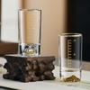 Nueva Copa de Licor Estilo Chino para Uso Doméstico, Copa Pequeña de Vidrio Transparente de Alta Gama con Borde Dorado, Forma de Bala, Vasos de 0.1 kg