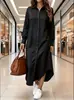 Moda Casual Cruzada Europeia e Americana Outono e Inverno 2025 Novo Casaco Longo de Cor Sólida Estilo Camisa Vestido