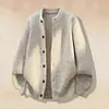 Cárdigan de punto de estilo casual y relajado, suéter de botones para hombre con cuello redondo, corte holgado, de alta calidad, suéter de punto fino para mujer