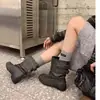 Botas curtas de novo estilo para garotas de rua, com laço desfiado e franzidos, macias, estilo balé vintage preto para primavera e verão