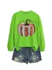 Amazon eBay sitio independiente sudadera casual de moda divertida para mujer con estampado de calabaza cuello redondo manga larga en stock