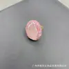 Nuevo Anillo de Piedra Original de Cristal Rosa Rosa Gema Natural Incrustada Lujo Ligero Nicho Antiguo Medio Anillo de Diamantes de Alta Gama