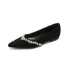 Weimei Girl 201-38 Sapatilhas Pontudas com Strass Estilo Francês, Sapatos Baixos Slip-On Elegantes Estilo Fada