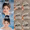 Acessórios de Cabelo de Pérola Estilo Princesa para Meninas, Modelador de Cabelo Coroa, Presilha de Bola para Cabelo Infantil, Presilha de Rabo de Cavalo, Artefato de Penteado para Menininhas