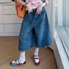 Conjunto de Verano para Niñas 2025 Nuevo Estilo Coreano Camiseta de Manga Corta y Shorts de Mezclilla Conjunto de Moda Tendencia para Niños Mayores