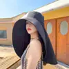 Sombrero de Protección Solar de Verano para Mujer, Ala Ancha, Sombrero Chal con Sombrilla Anti-UV, Protección para el Cuello al Aire Libre, Cubre Rostro, Sombrero Chal de Pescador, Estilo Coreano