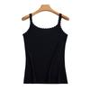 Camisola de Encaje para Mujer Ropa Exterior Verano Delgada Moda Elegante Ajuste Slim Interior sin Mangas Top Base
