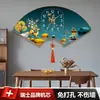 Reloj Nuevo Estilo Chino Creativo, Sencillo y de Moda, Reloj Personalizado sin Clavos, Pintura Decorativa en Forma de Abanico, Reloj de Pared para Sala de Estar