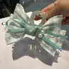 Pinza para el pelo de media espalda con lazo de encaje a cuadros de alta gama para mujer, estilo coreano suave, pinza de alta gama de 13 cm