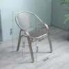 Cadeira de aço inoxidável com encosto espesso, cadeira doméstica, exterior, metal, cadeira de jantar, varanda, lazer, com braços, assento individual para praia
