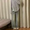 Jeans Anchos Lavados Estilo Retro Americano 2026 Nuevos para Primavera/Verano de Cintura Alta Sueltos Deshilachados Rectos de Pierna Larga Pantalones de Algodón de Moda