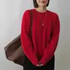 Suéter Pulôver Feminino de Caxemira Espesso para Outono e Inverno Macio Ceroso Manga Longa Quente Malha de Lã Camisa Base Top